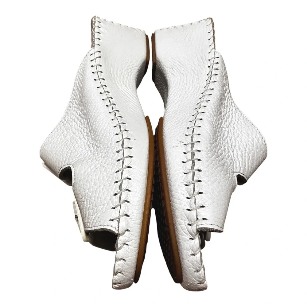 La Plume Jen White Leather Wedge Comfort Slide Sandals EUC Women's US 7.5 EU 38